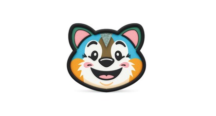 Obraz premium Stylized 2d cartoon icon featuring a joyful animal face design