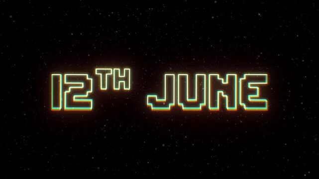 12th June Neon text with retro style