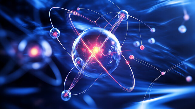 Cinematic visual of reactive atoms mid-collision initiating electron movement 
