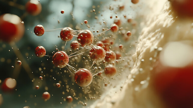 Cinematic visual of reactive atoms mid-collision initiating electron movement 