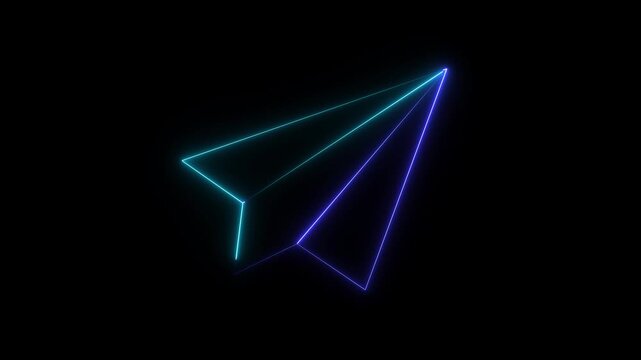 Glowing Neon Line Telegram Icon Isolated on Black Background. 4K Ultra HD Video Motion Graphic Animation