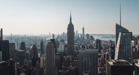 Obraz premium Skyscraper with unique design dominating the city skyline panorama