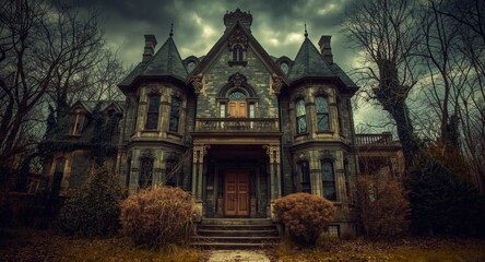 Fototapeta premium Retro haunted home designed with vintage architectural elements