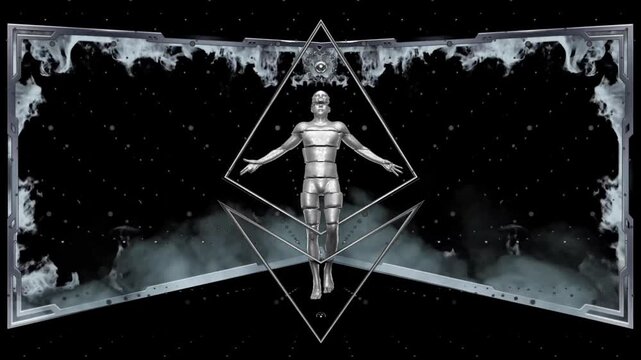 Dynamic 3d animation VJ loop featuring a futuristic robot, perfect for DJ sets. An immersive 3d video experience for live performance stages