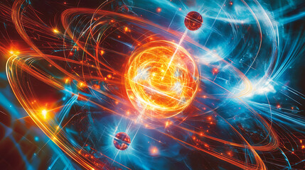 Obraz premium Diagrammatic but realistic view of electron energy levels before and after transition 