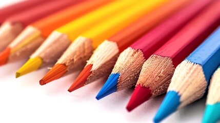 Naklejka premium Colorful sharpened pencils, vibrant art supplies