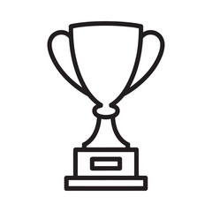 A simple black and white line drawing of a classic trophy on a base
