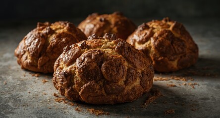 Fototapeta premium British rock buns exhibiting a textured crust that mimics natural rock formations