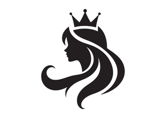 princess logo silhouette vector, beauty queen head logo silhouette vector, queen logo with a crown on her head, beauty queen luxury dress vector logo silhouette design on white background © Adobe design