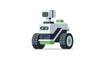 Naklejka premium Modern robotic vehicle with camera and sensors on wheels.