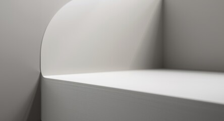 Fototapeta premium Modern design white window sill with a soft matte gray wall