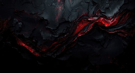 Fototapeta premium Black and red abstract design with layered textures on a dark background