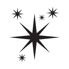 Obraz premium Black starbursts and sparkles arranged on a plain white background