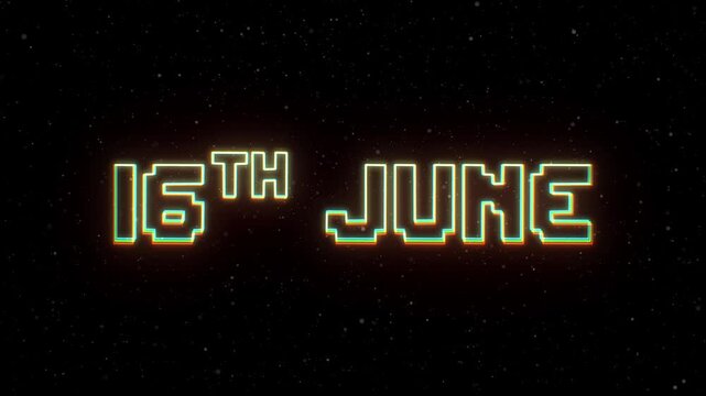16th June Neon text with retro style