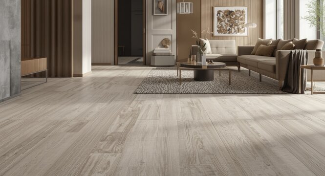 Contemporary interior design ideas with textured luxury vinyl floor tiles and designer color palettes