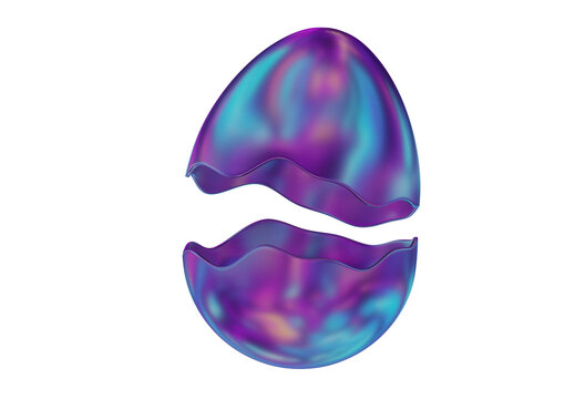 3D Holographic Easter Egg Halves with Futuristic Spring Design