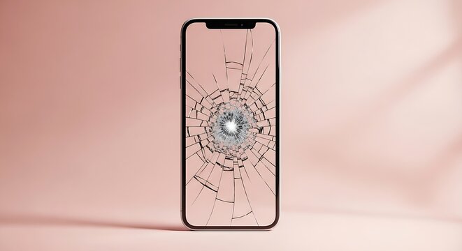martphone displaying a cracked screen