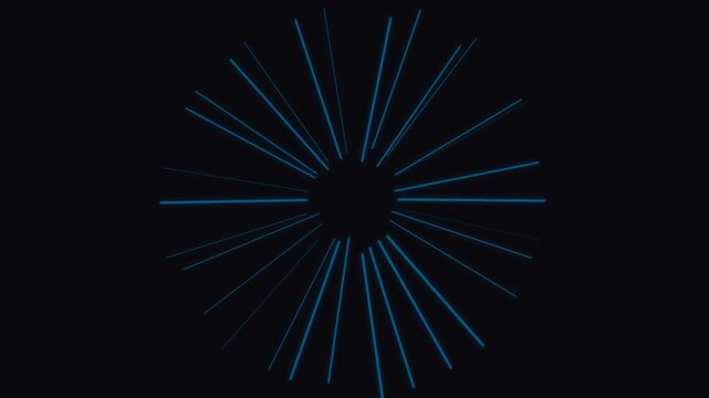 Blue Radial Lines on Black Background.