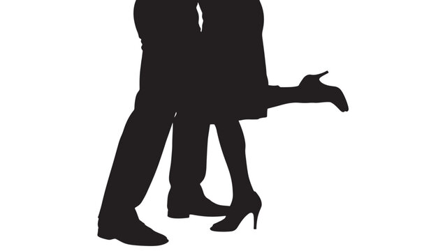 Couple dancing tango with dramatic pose and flowing silhouette featuring dance, black, white with movement and partner elements for dance move, elegant projects, clean composition on simple background