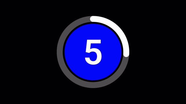  10 second countdown timer animation from 10 seconds to 0 seconds on a transparent background, ten second countdown timer from zero to ten with alpha channel for intro and filming.