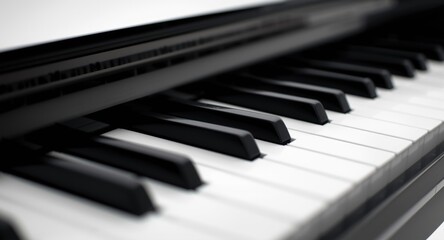 Naklejka premium Black and white piano keyboard on bright white background for imaginative music creation