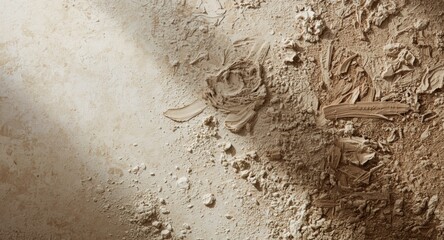 Palette knife plaster smear and flaky stucco on rough cement wall