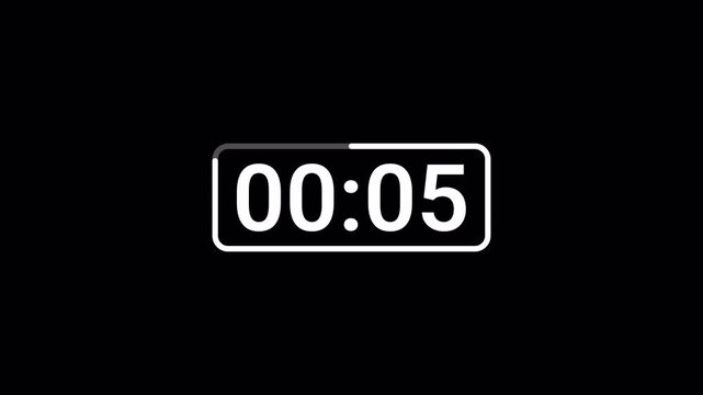  10 second countdown timer animation from 10 seconds to 0 seconds on a transparent background, ten second countdown timer from zero to ten with alpha channel for intro and filming.