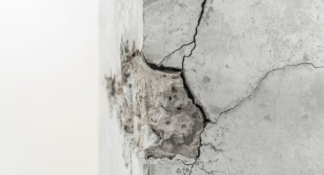 detailed closeup of a crumbling solid material structure against a white background