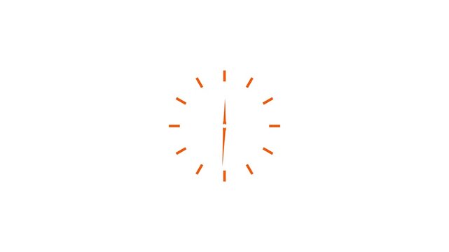Minimalist orange clock face with hour and minute hands on a white background time