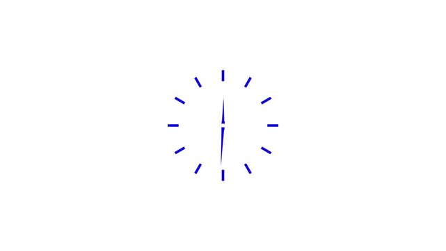 Minimalist blue clock face with hour and minute hands on a white background time