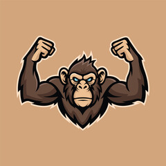 chimpanzee mascot logo vector design template simple and modern style eps 10