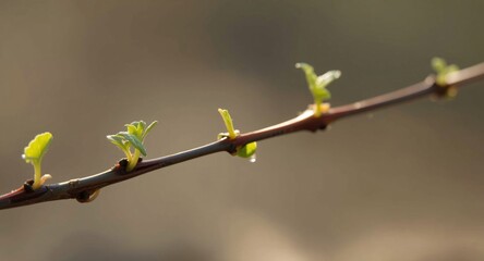 Grapevine sprout with small leaves highlighting the beginning of the growing season