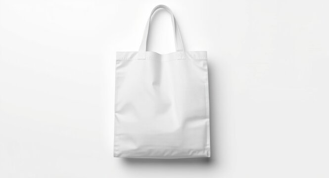White spunbond reusable shopping bag arranged on smooth white backdrop perfect for branding and trade mock ups