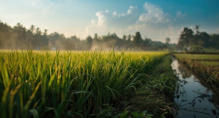 Obraz premium Sustainable farming principles applied in an organic rice growing area