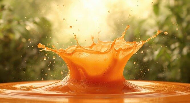 Bold carrot juice splash demonstrating fresh vibrant liquid