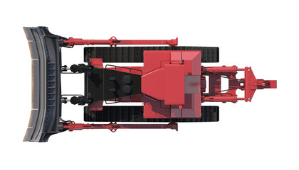 Red Heavy Duty Tracked Bulldozer Earth Moving Machine top view © changnam37