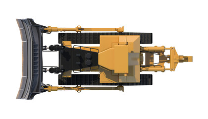 Yellow Heavy Duty Tracked Bulldozer Earth Moving Machine top view © changnam37