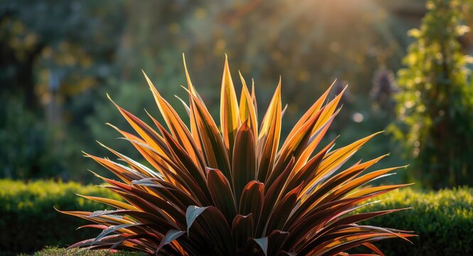Soft dawn light on colorful Acalypha Wilkesiana and Emilia Sonchifolia DC foliage