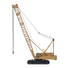 Heavy duty crawler crane with long boom and hook side view on white background © changnam37