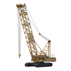 Heavy duty crawler crane with long boom and hook isolated on white background © changnam37