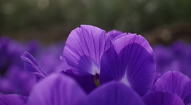 Close up shot of beautiful and vibrant purple butterfly pea flower petals