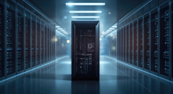 Modern high performance ICT supercomputer effort featuring a blurred background