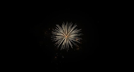 Obraz premium Luminous white firework starburst shining on black background enhancing festive graphic projects
