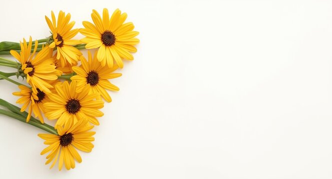 White neutral background with blooming Transvaal Daisy flowers and ample copy space