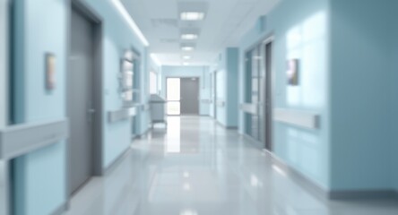 Fototapeta premium blurred corridor scene inside a healthcare building with modern aesthetics