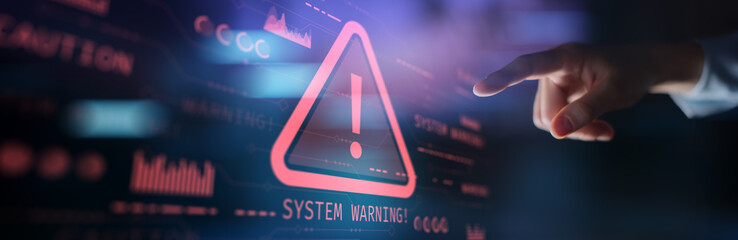 Critical Security Alert Interface Showing System Warning and Risk Indicators.