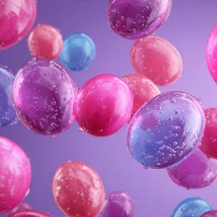 Glossy Pink and Purple Party Balloons Celebration Background Generative AI