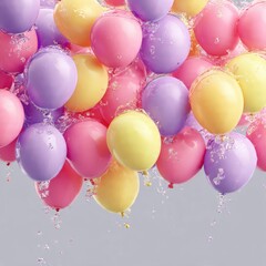 Colorful Pastel Party Balloons Cluster Celebration Background Generative AI