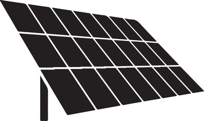 Solar panel with black cells and white lines on white background