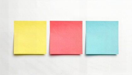 Three colorful sticky notes on a clean white background for organization and planning